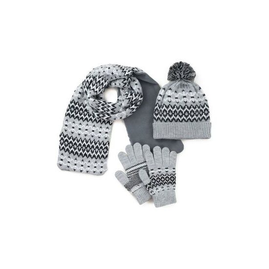 Čepice, rukavice, šála - šedá