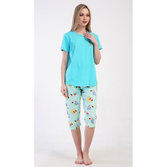 Dámské pyžamo kapri Papoušek - tyrkysová