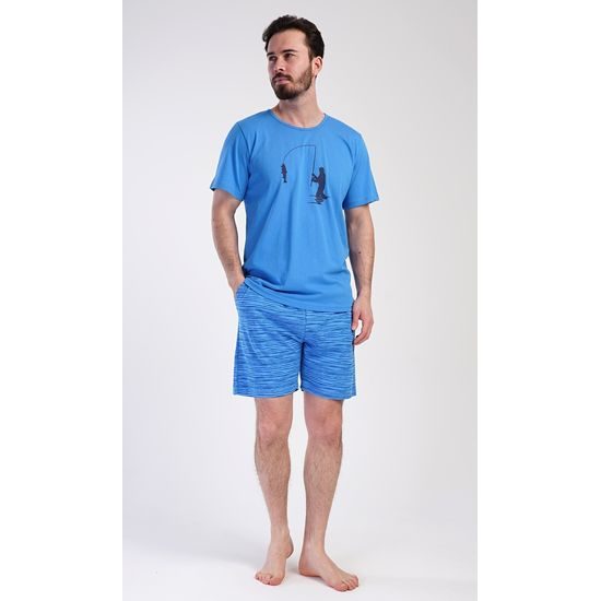 Pánské pyžamo šortky Rybář - modrá