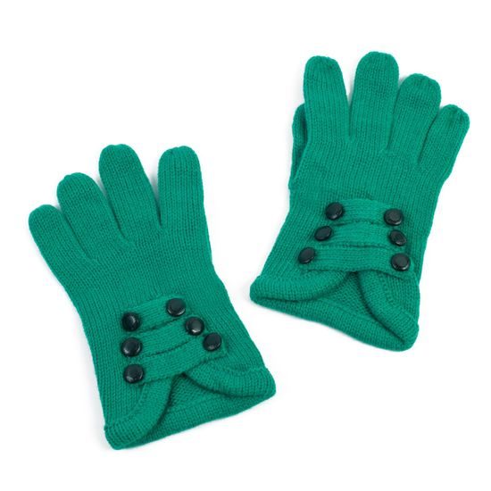 Módní rukavice zdobené knoflíčky zelené
