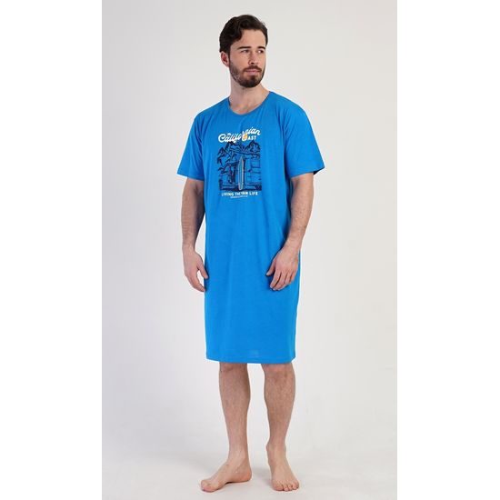 Pánská noční košile s krátkým rukávem California - modrá