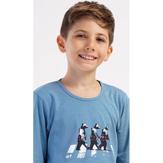 Dětské pyžamo dlouhé Tobias - modrošedá