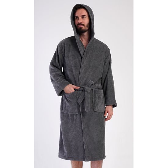 Pánský župan s kapucí Alex - antracitová