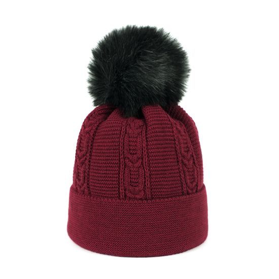 Zimní čepice s bambulí světlorůžová