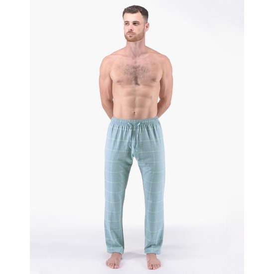 Pánské kalhoty dlouhé pyžamové pánské, šité, klasické, s potiskem Pyžama 2024 79183P - měsíc sv. šedá