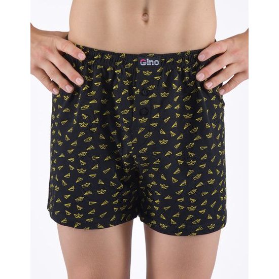 Dětské trenky volné chlapecké, šité, s potiskem - černá petrolejová