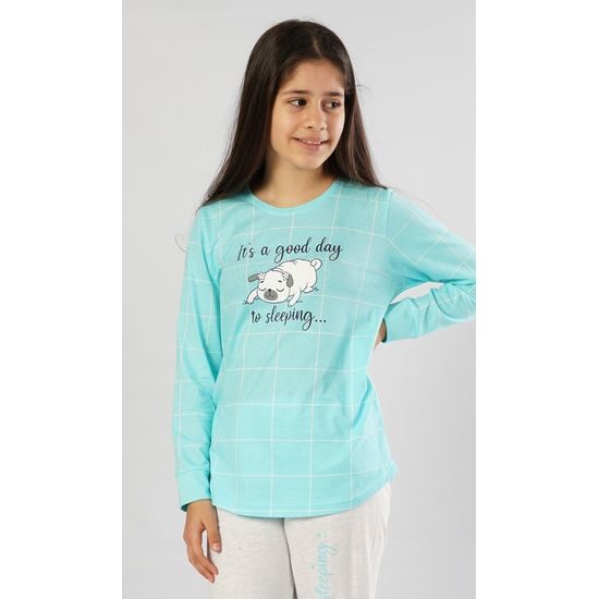 Dětské pyžamo dlouhé Sleeping day - azurová