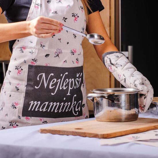 Nejlepší maminka, zástěra, chňapka s magnetem, dvě utěrky