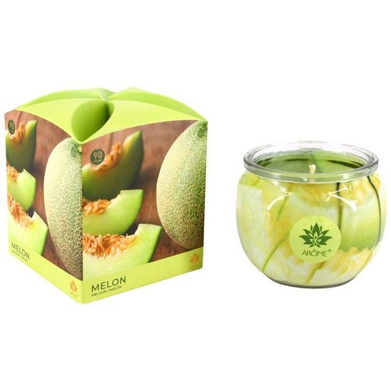 ARÔME Svíčka 90 g, ve skle a flower boxu, Melon