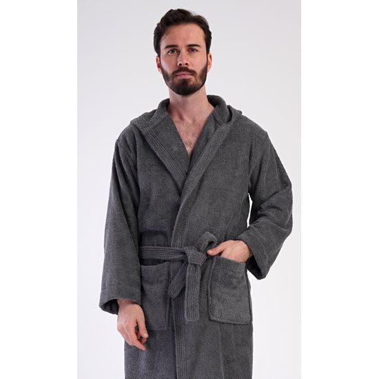 Pánský župan s kapucí Alex - tmavě šedá
