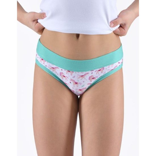 Dívčí kalhotky klasické dívčí, úzký bok, šité, s potiskem - peprmint cukrová
