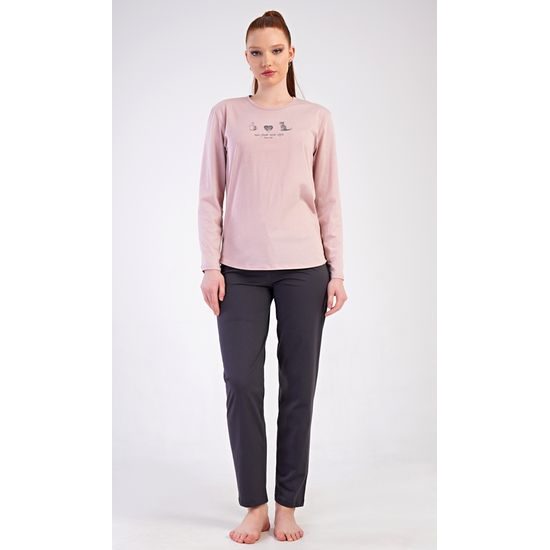 Dámské pyžamo dlouhé Morning - pudrová