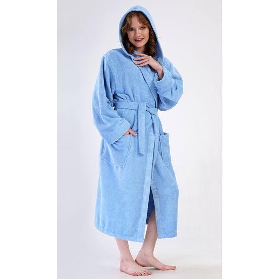 Dámský župan dlouhý s kapucí Modrásek - modrá