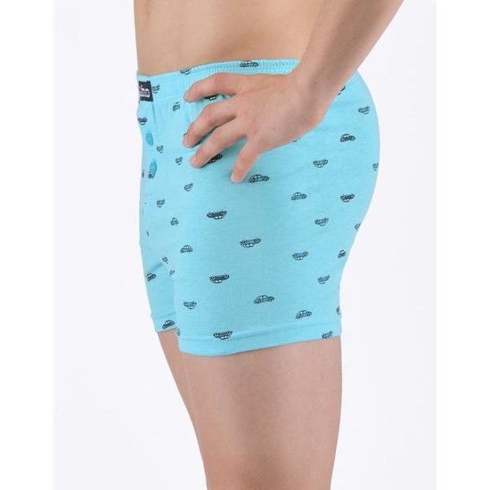 Dětské trenky volné chlapecké, šité, s potiskem - aqua petrolejová