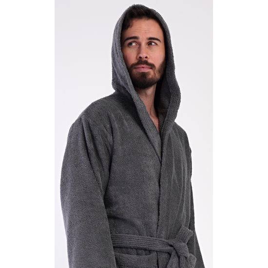 Pánský župan s kapucí Alex - antracitová
