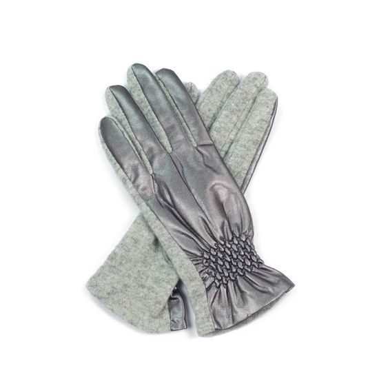 Vlněné rukavice s manžetami stříbrné