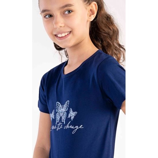 Dětská noční košile s krátkým rukávem Butterfly - tmavě modrá
