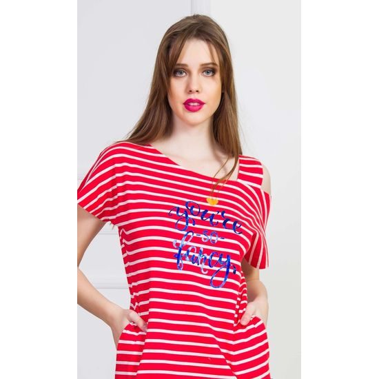 Dámské domácí šaty s krátkým rukávem Red sun - červená