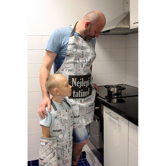 Nejlepší tatínek, zástěra, chňapka s magnetem, dvě utěrky