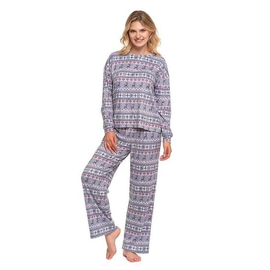 Hřejivé vánoční pyžamo Nordic šedé