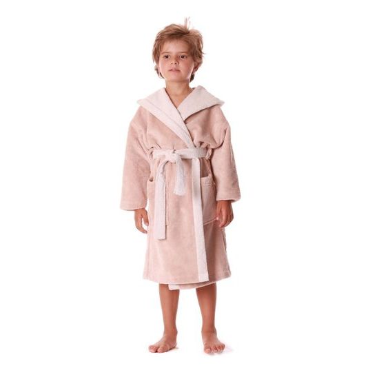 Dětský dlouhý župan s kapucí TAMPA duo oříšková