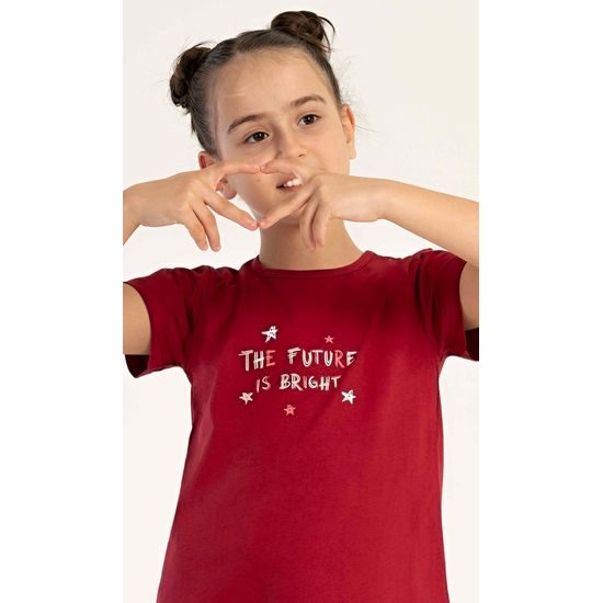 Dětská noční košile s krátkým rukávem Hvězdičky - vínová