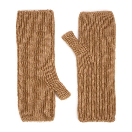 Čepice, rukavice, šála a bolero s rolákem - světlehnědý