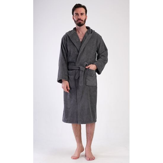 Pánský župan s kapucí Alex - antracitová