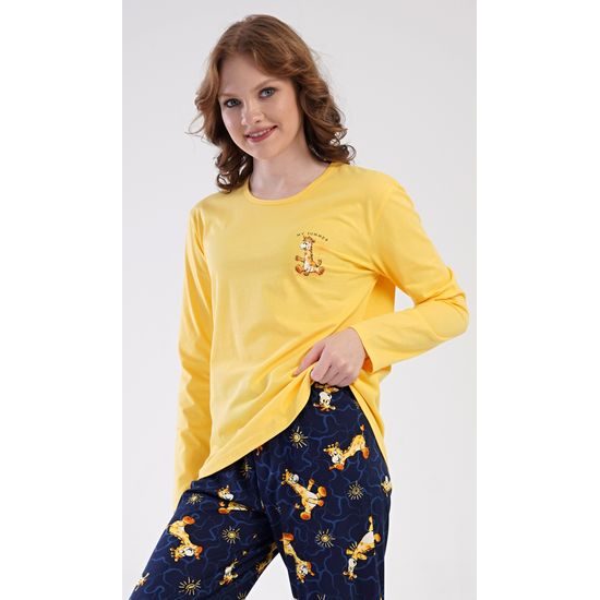 Dámské pyžamo dlouhé Žirafy - žlutá