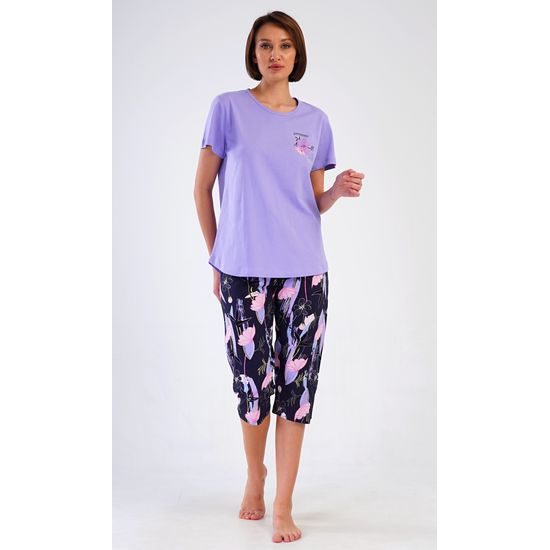 Dámské pyžamo kapri Flowers - fialová