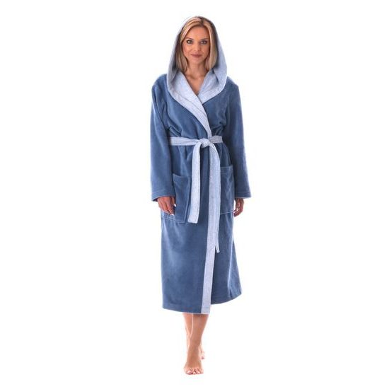 Dámský dlouhý savý župan s kapucí TAMPA duo denim