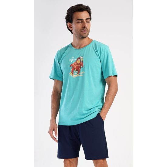 Pánské pyžamo šortky Relax - tyrkysová