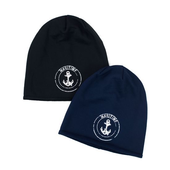 Tenká čepice s námořnickým motivem - černá