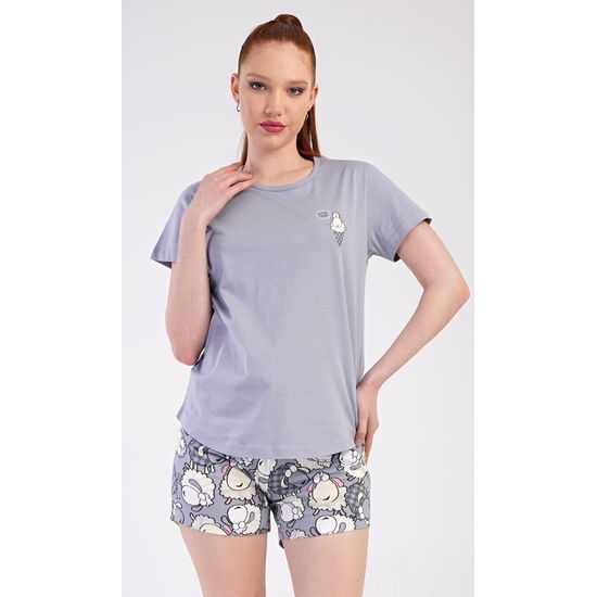 Dámské pyžamo šortky Ovečky - šedá