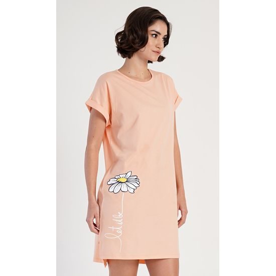 Dámská noční košile s krátkým rukávem Matylda - světle meruňková