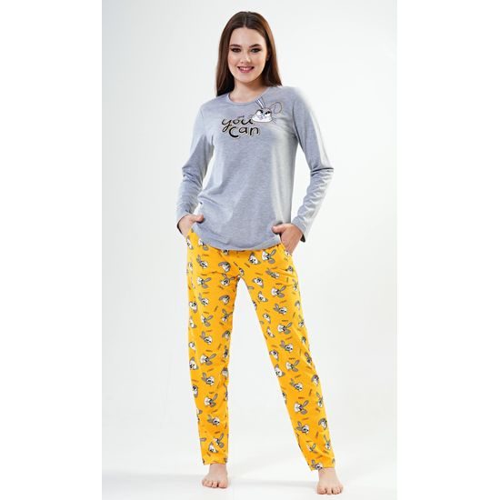 Dámské pyžamo dlouhé Zajíc - šedá