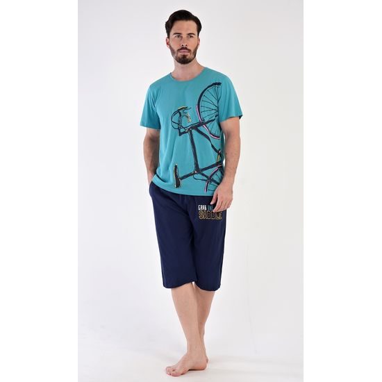 Pánské pyžamo bermudy Dominik - mentolová