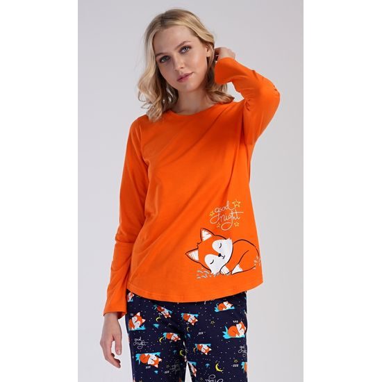 Dámské pyžamo dlouhé Liška - oranžová
