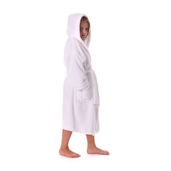 Dětský dlouhý župan s kapucí LILLY a JACK EXTRA bílá
