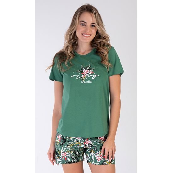 Dámské pyžamo šortky Beautiful - smaragdová