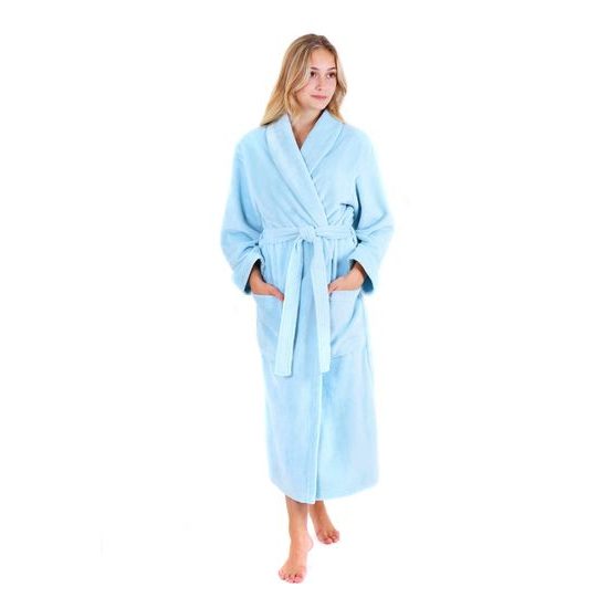 Unisex dlouhý savý župan se šálovým límcem TAMPA ledově modrá