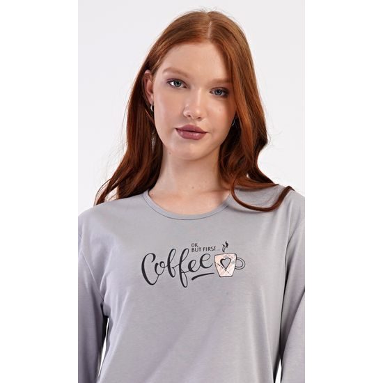 Dámské pyžamo dlouhé Coffee - šedá
