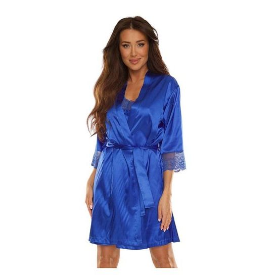 Saténový župan Synthia modrý