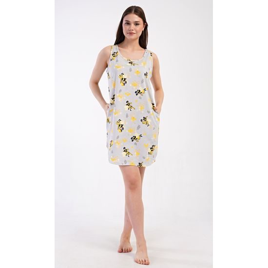 Dámská noční košile na ramínka Včelky - šedá