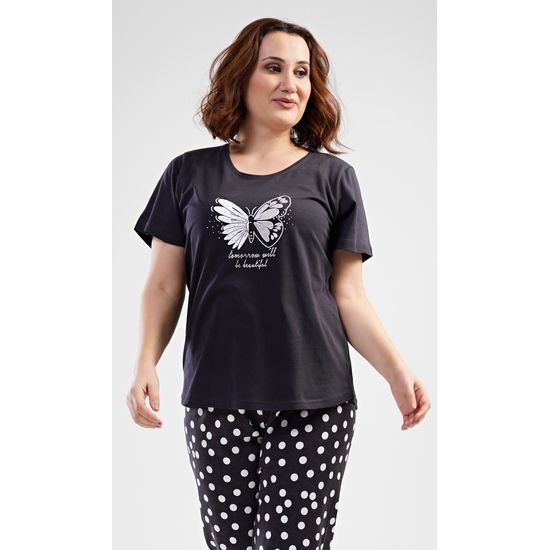 Dámské pyžamo kapri Motýl - tmavě šedá
