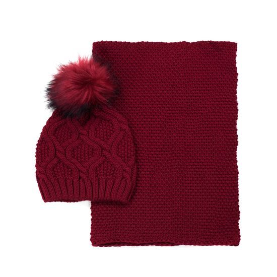 Sada zimní čepice a šály růžová