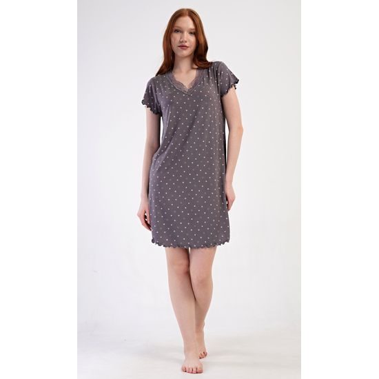 Dámská noční košile s krátkým rukávem Samanta - hnědá