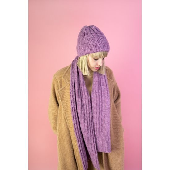 Čepice, šála - fialová
