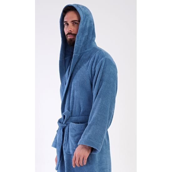 Pánský župan s kapucí Albert - modrošedá