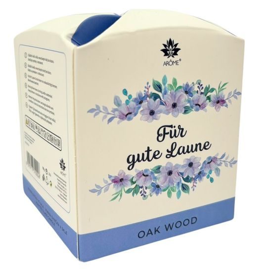 ARÔME Svíčka 90 g, ve skle a flower boxu, Pro dobrou náladu, Oak Wood